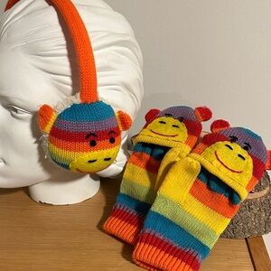 Claire’s Colorful Monkey Earmuffs and Gloves/mitten Set